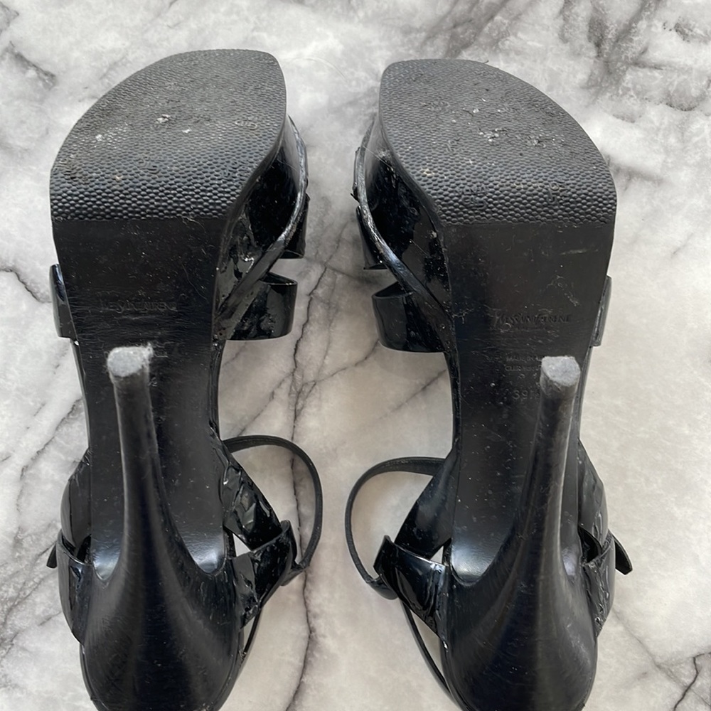 YSL black patent leather tribute platform sandals 105 size 39.5 - Picture 6 of 6